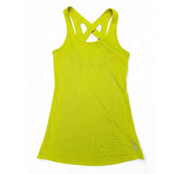 Asics Women's Fit-Sana Rib Crossback  Yellow Green Tank Top,Size S - Picture 2 of 5